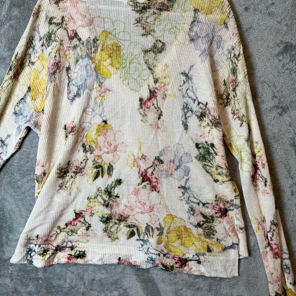 Anthropologie Floral 💐🌸🌺🪻🌼🌹 Print‎ Linen Blend Long Sleeve. EUC - Picture 4 of 7